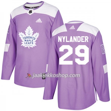 Miehille NHL Toronto Maple Leafs Pelipaita William Nylander 29 Adidas 2017-2018 Violetti Fights Cancer Practice Authentic